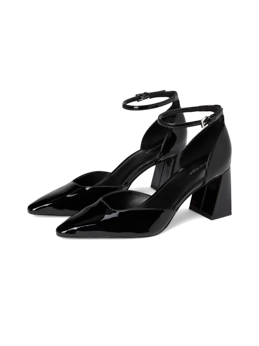 Must Go‼️ NWT Calvin Klein Black Patent Pointed-Toe Ankle-Strap Block Heels